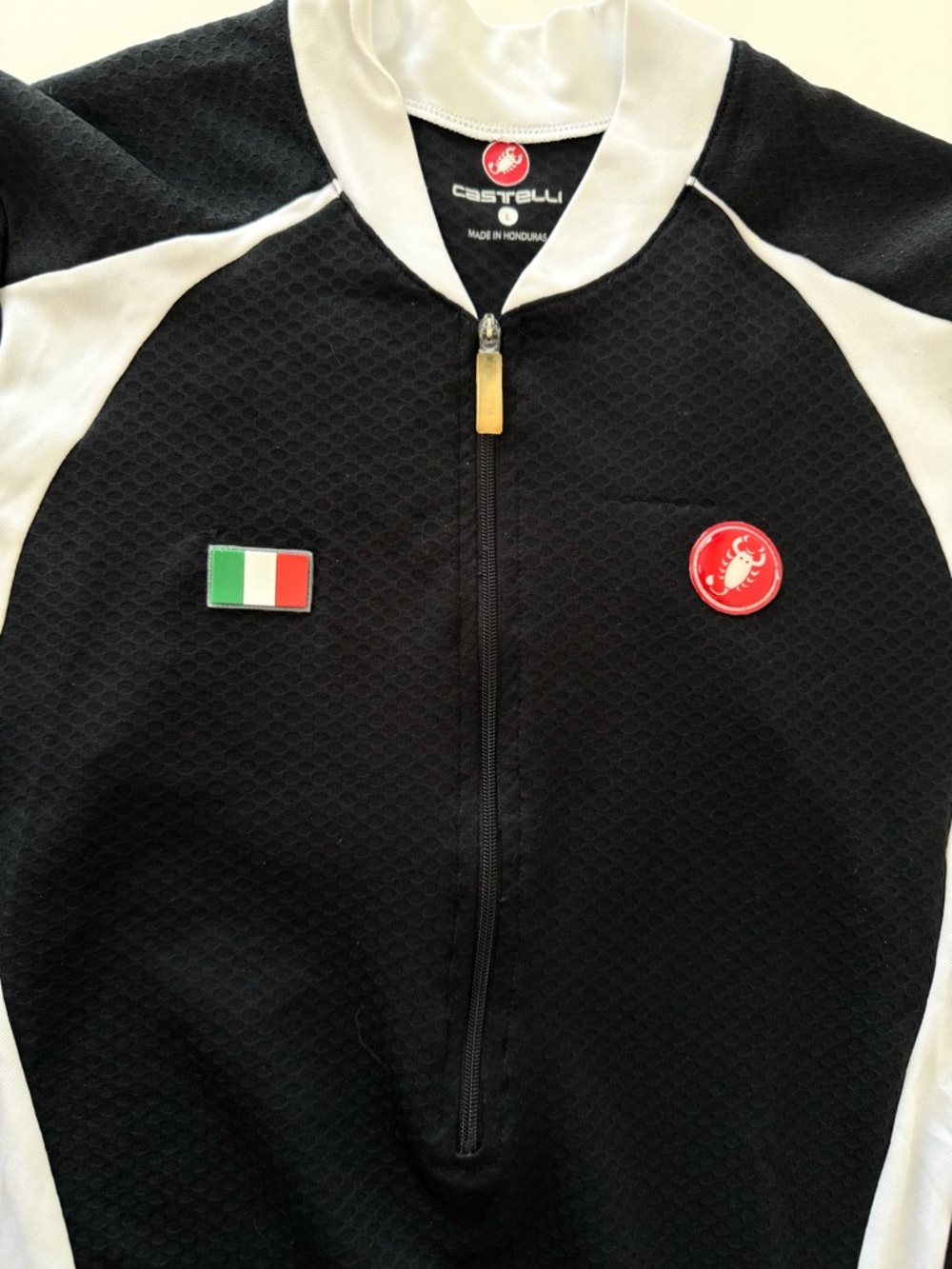 Castelli Prosecco Cycling Jersey Men’s Large Black White Half Zip Italian Flag - Picture 2 of 16